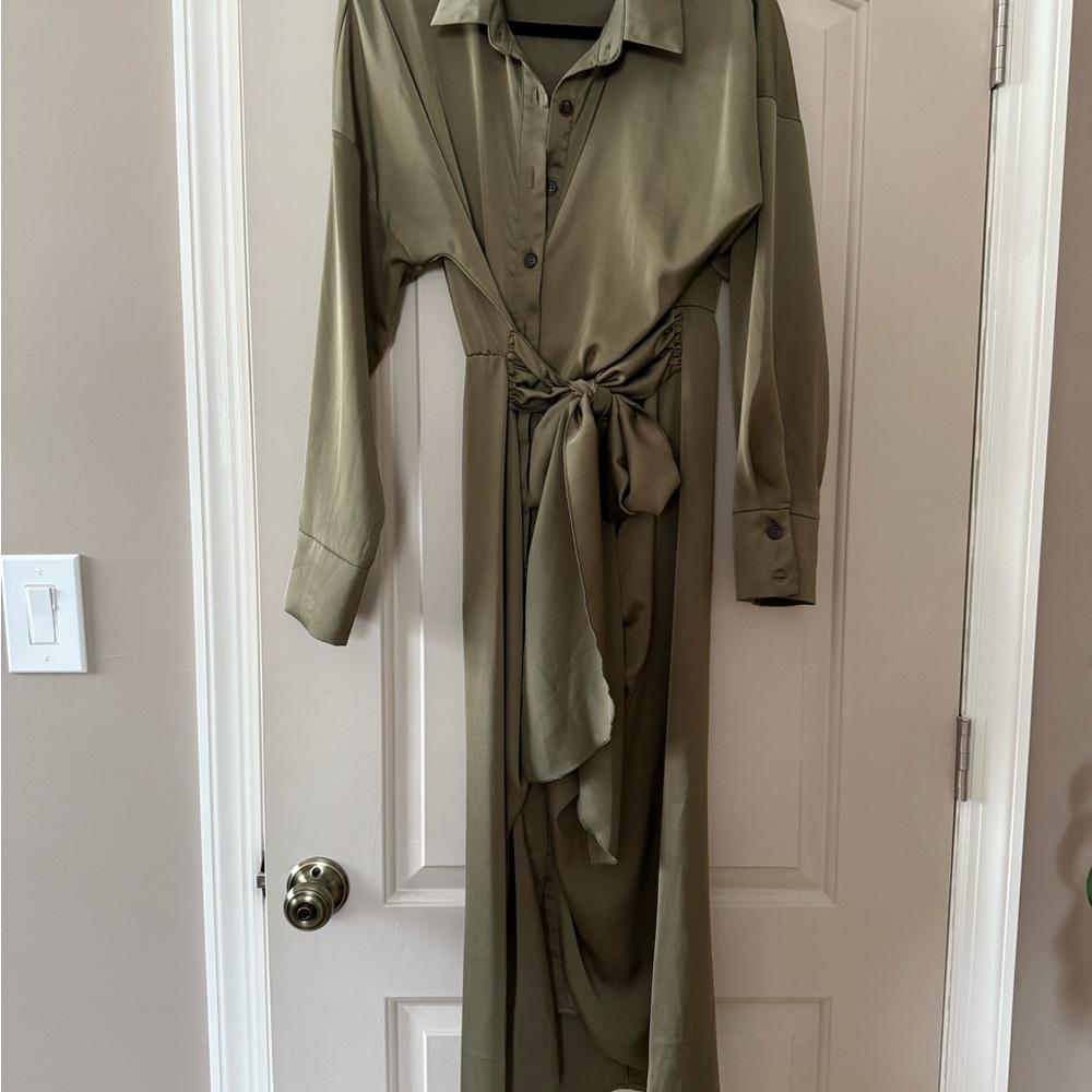 Olive Green Long Sleeve Dress